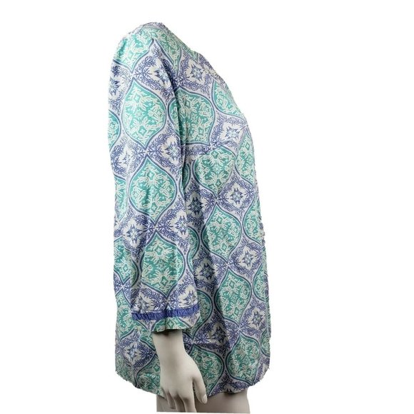 Croft & Barrow Shirt Womens Size L Large Blue and Purple 3/4 Sleeve Tunic Top - Picture 4 of 7